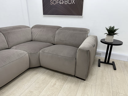 DFS Lauder Power Recliner Corner Sofa In Taupe Velvet Fabric