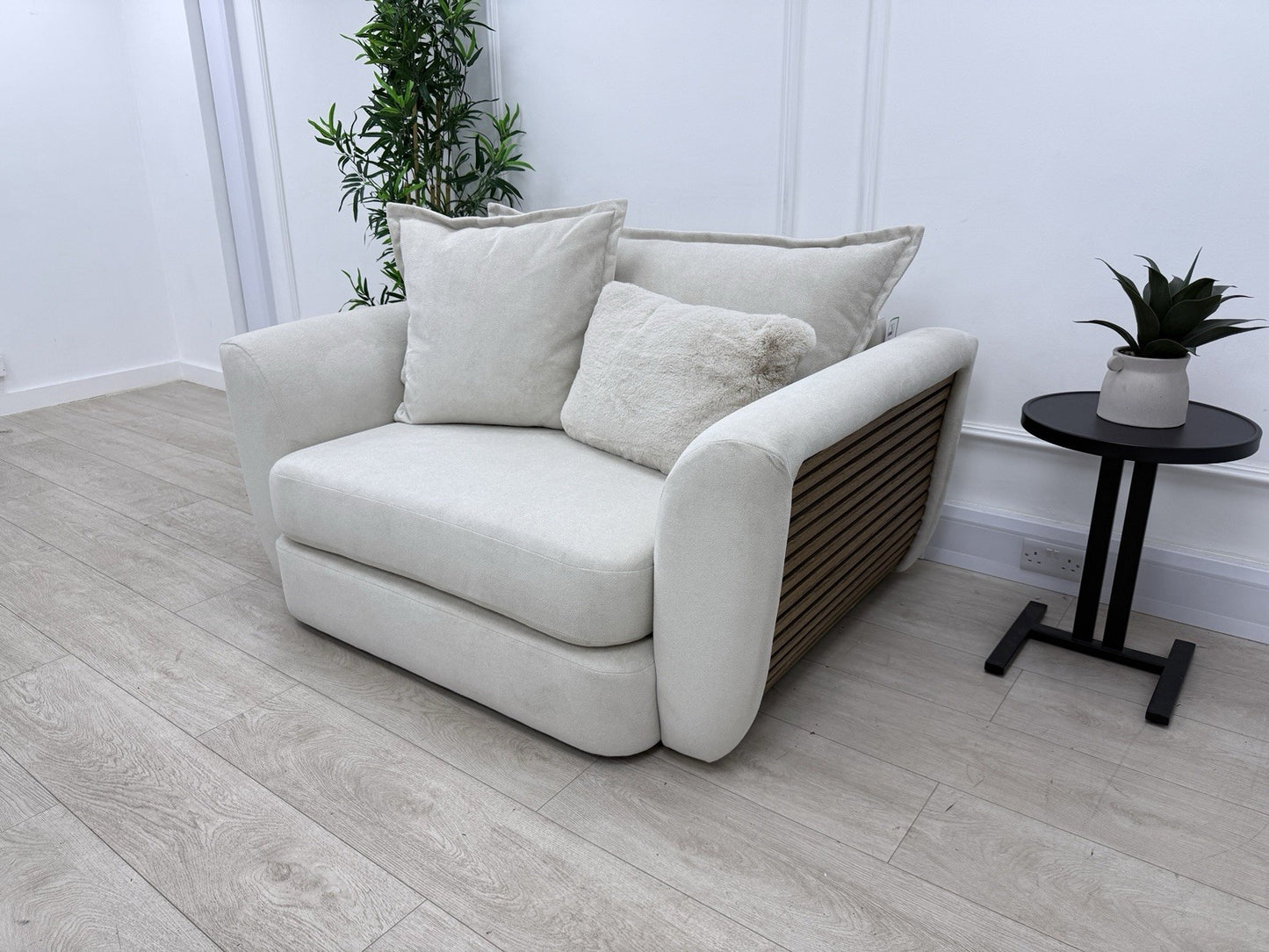 DFS Alani Cuddle Chair Loveseat Sofa In Cream Fabric