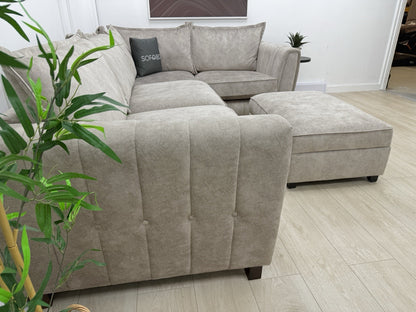 DFS Cherished Corner Sofa & Footstool Set In Oatmeal