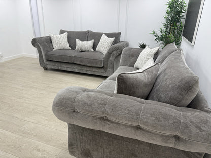 Sofology Highgrove 3 Seater Sofas Set In Grey Chenille Fabric