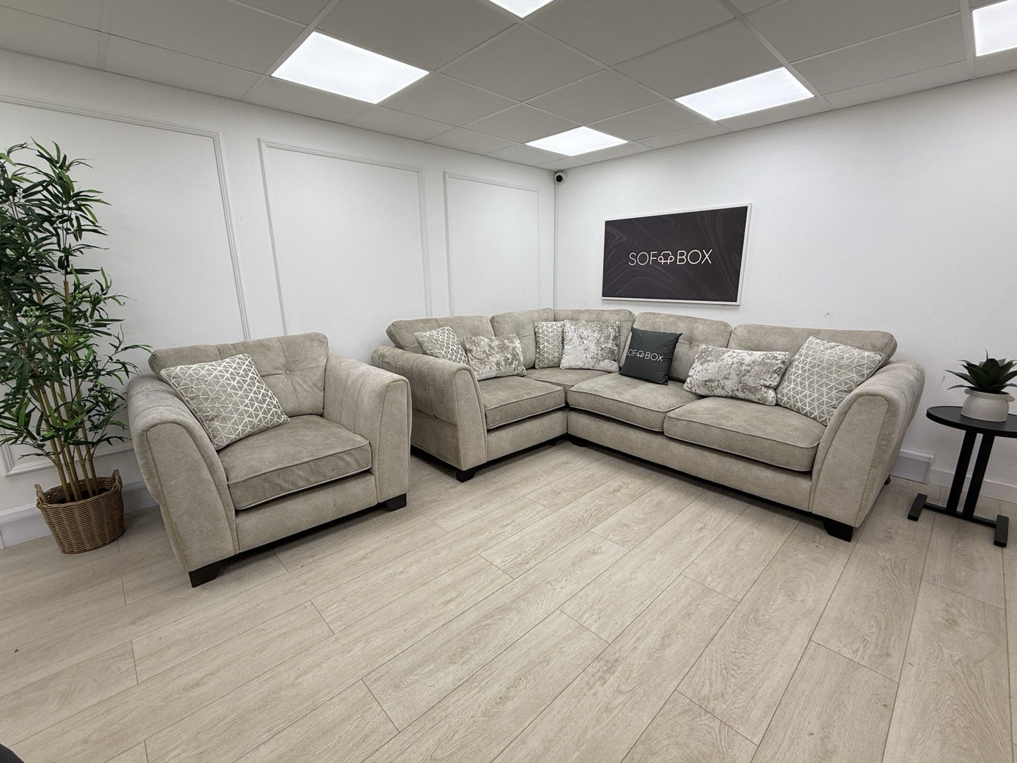 Furniture Village Mariah Corner Sofa & Armchair Set In Cream