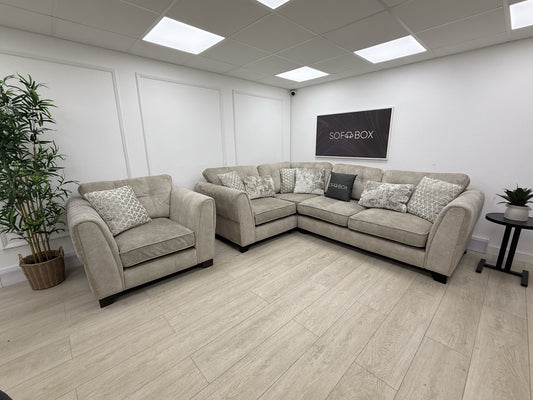 Furniture Village Mariah Corner Sofa & Armchair Set In Cream