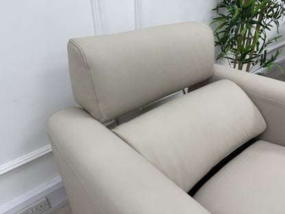 La-Z-Boy Faith Power Recliner/Headrest Armchair In Cream Leather