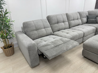 DFS Steller Corner Sofa & Footstool In Mist Grey