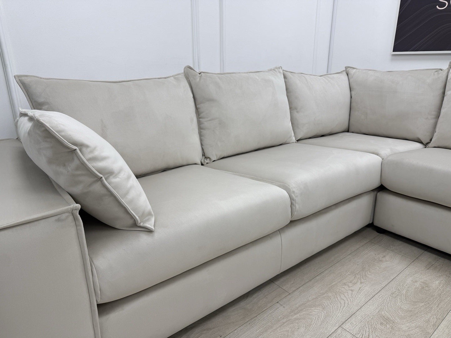DFS Lovise Velvet XL Corner Sofa In Cream