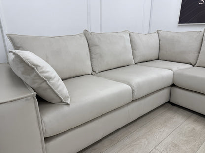 DFS Lovise Velvet XL Corner Sofa In Cream
