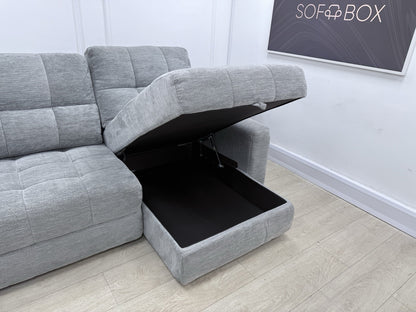 DFS Steller Power Slider 3 Seater L Shape Sofa In Mist Grey