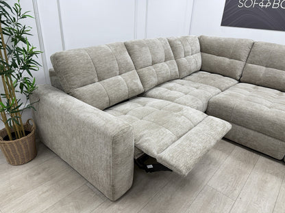DFS Steller Power Recliner Corner Sofa In Nuova Taupe Fabric