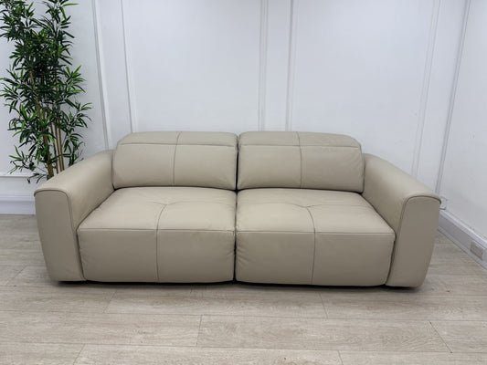 Sofology The Riviera 3 Seater Motion Chaise Recliner Sofa In Stone Leather