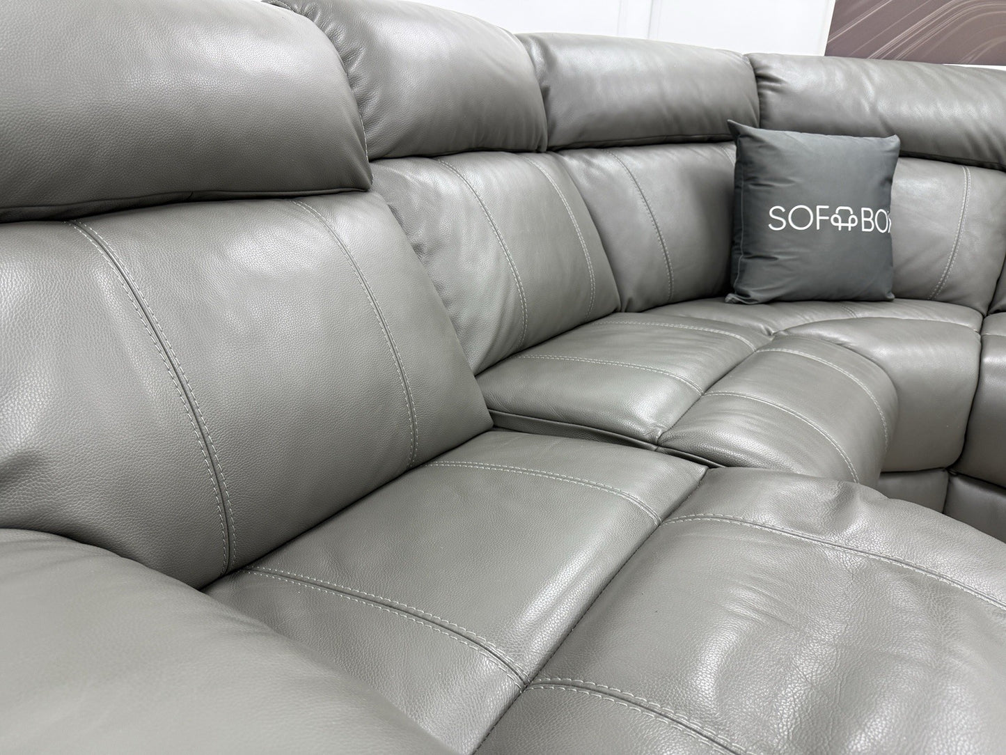 Furniture Village Moreno Power Recliner Corner Sofa In Grey Leather