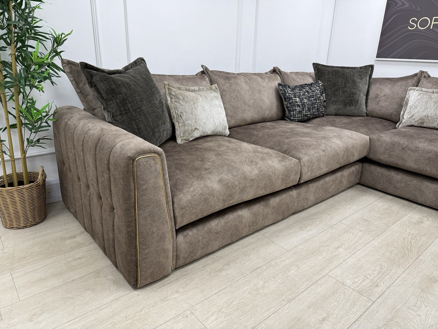 DFS Devine Left Hand Facing Corner Sofa In Chocolate Combination
