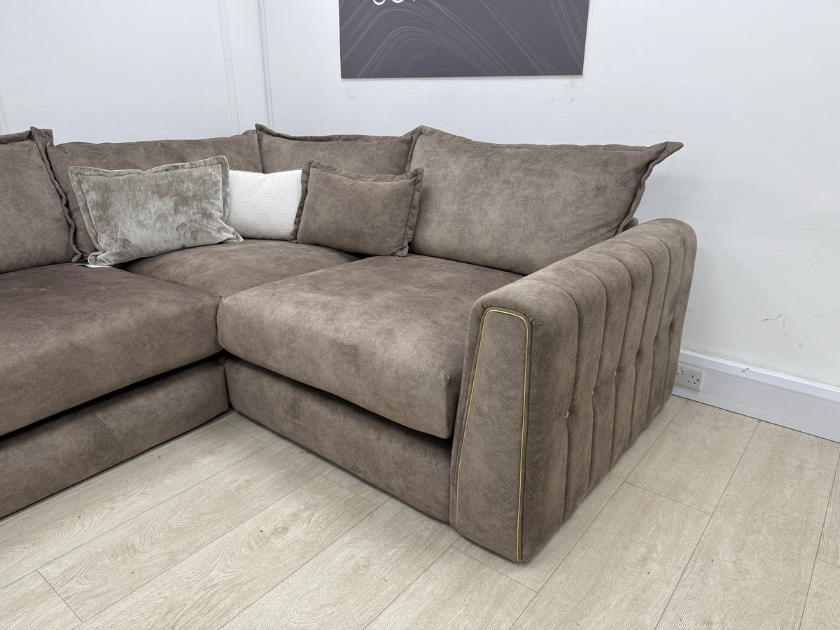 DFS Devine Corner Sofa In Chocolate Fabric