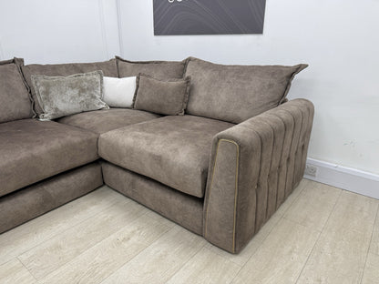 DFS Devine Corner Sofa In Chocolate Fabric
