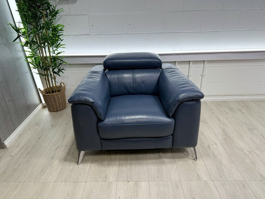 DFS New Tahiti Leather Arm Chair In New Club Leather Blue