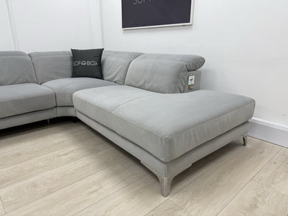 Natuzzi Speranza Corner Sofa In Grey Velvet