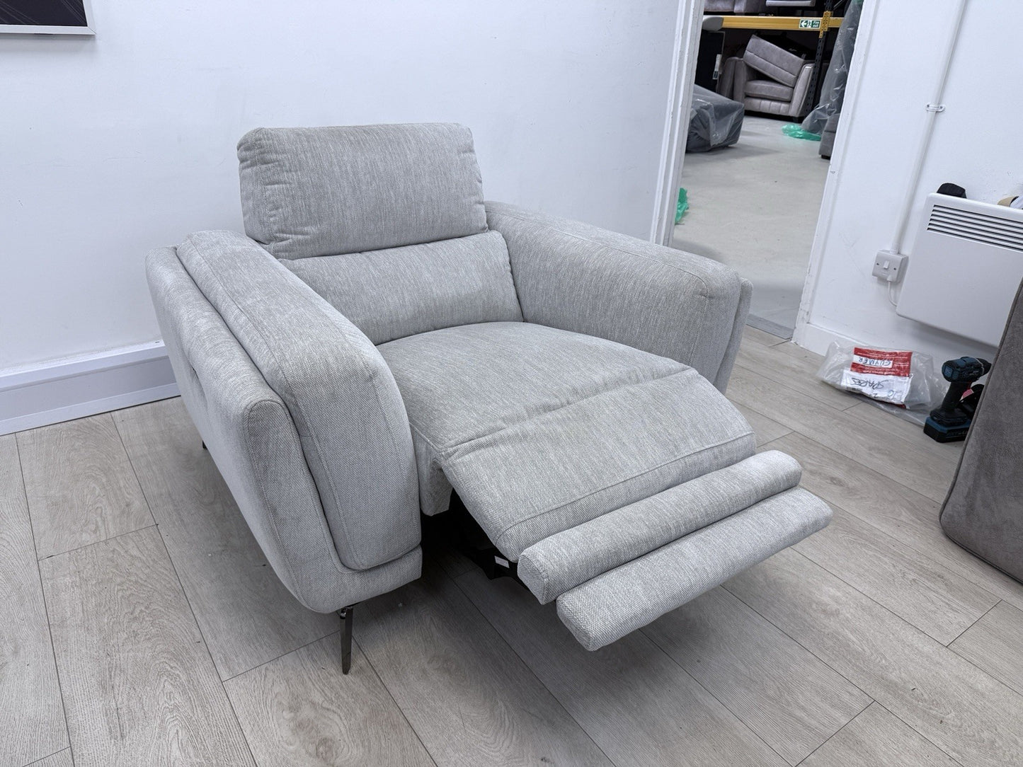 DFS San Mateo Power Recliner Armchair In Fresno Ivory Fabric