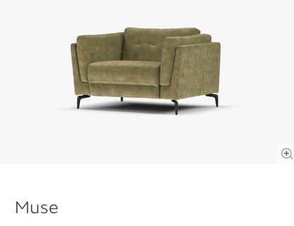 Sofology Muse Power Recliner Armchair In Olive Fabric