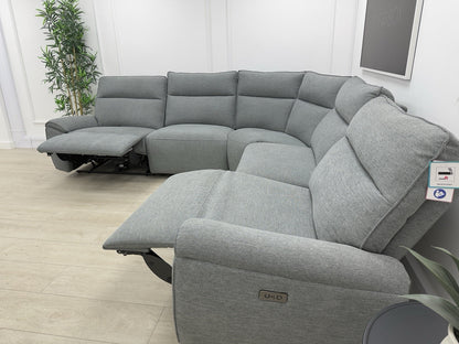 DFS Aussie Power Recliner Corner Sofa In Grey Fabric