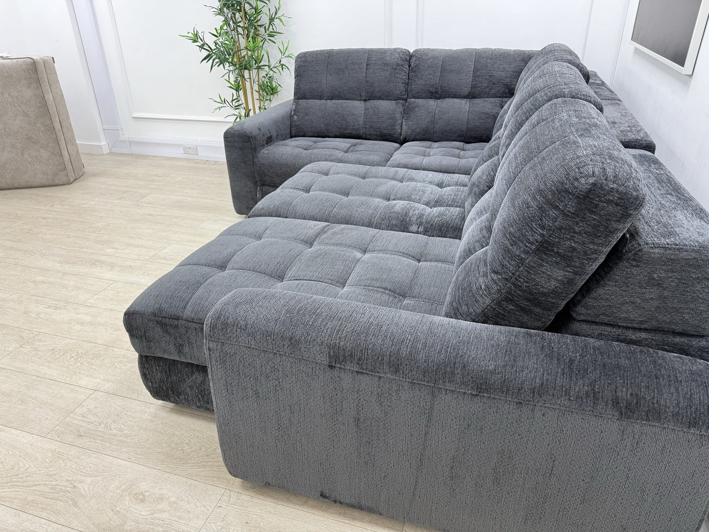 DFS Steller Power Recliner Corner Sofa In Nuova Black Fabric