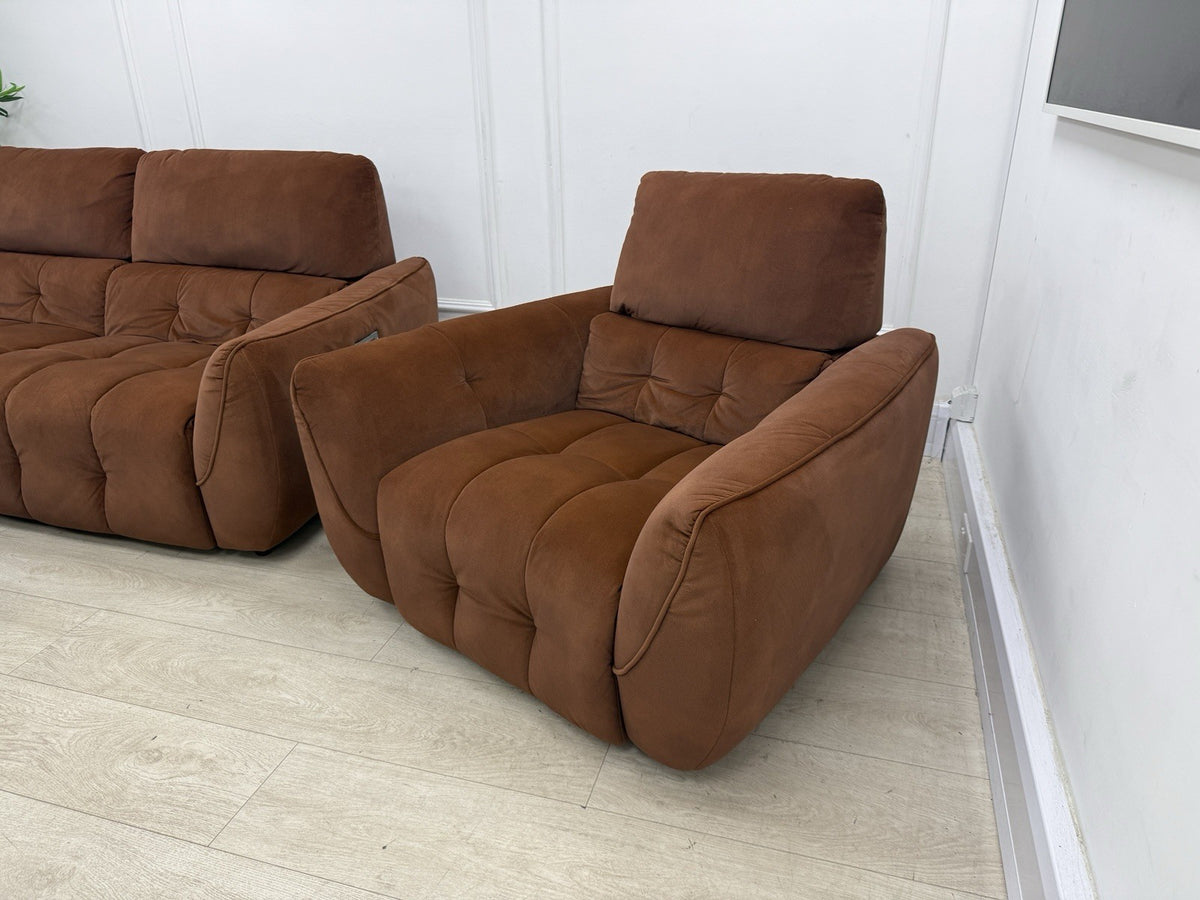 DFS Elektra Power Recliner Sofa, Armchair & Footstool Set In Burnt Orange