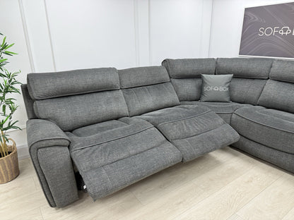 Harvey's Brooklyn 3 X Power Recliner Corner Sofa In Charcoal