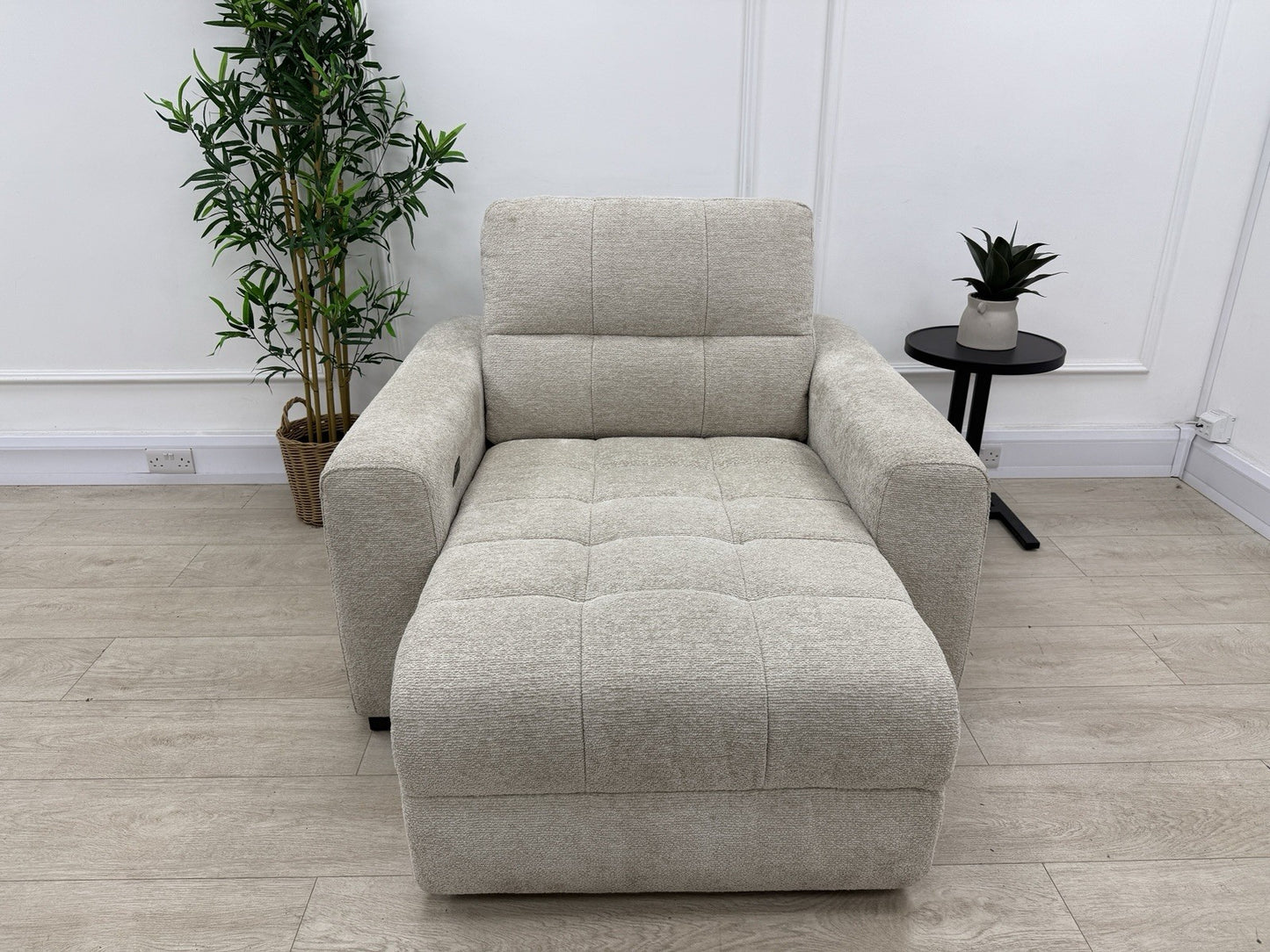 DFS Una Power Slider Chair In Roma Oyster Fabric