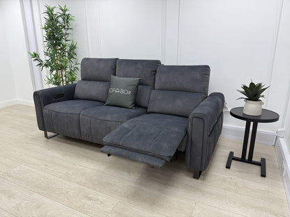 Sofology The Ravello 3 Seater Sofa Recliner/Headrest/Lumbar In Charcoal Fabric