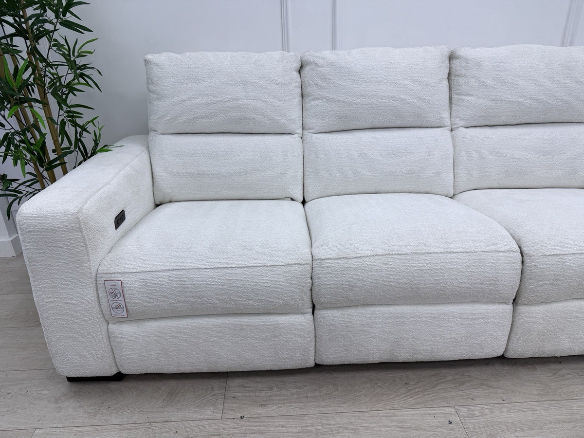 DFS Davis Power Recliner 3 & 2 Seater Sofa Set In Snow Fabric