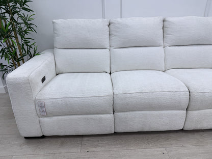 DFS Davis Power Recliner 3 & 2 Seater Sofa Set In Snow Fabric