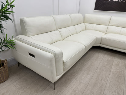 DFS San Antonio Power Recliner Corner Sofa In Snow Leather