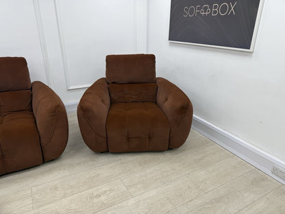 DFS Elektra Power Recliner Sofa, Armchair & Footstool Set In Burnt Orange