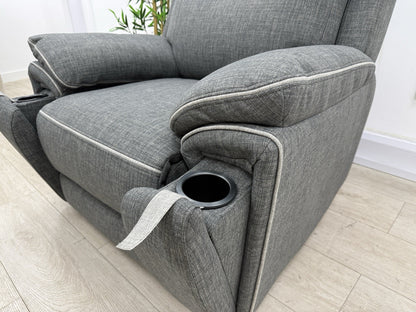 DFS Trek Power Recliner Armchair In Charcoal Fabric