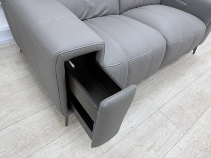DFS Showcase Power Recliner 2 Seater Sofa In Elephant Grey Leather