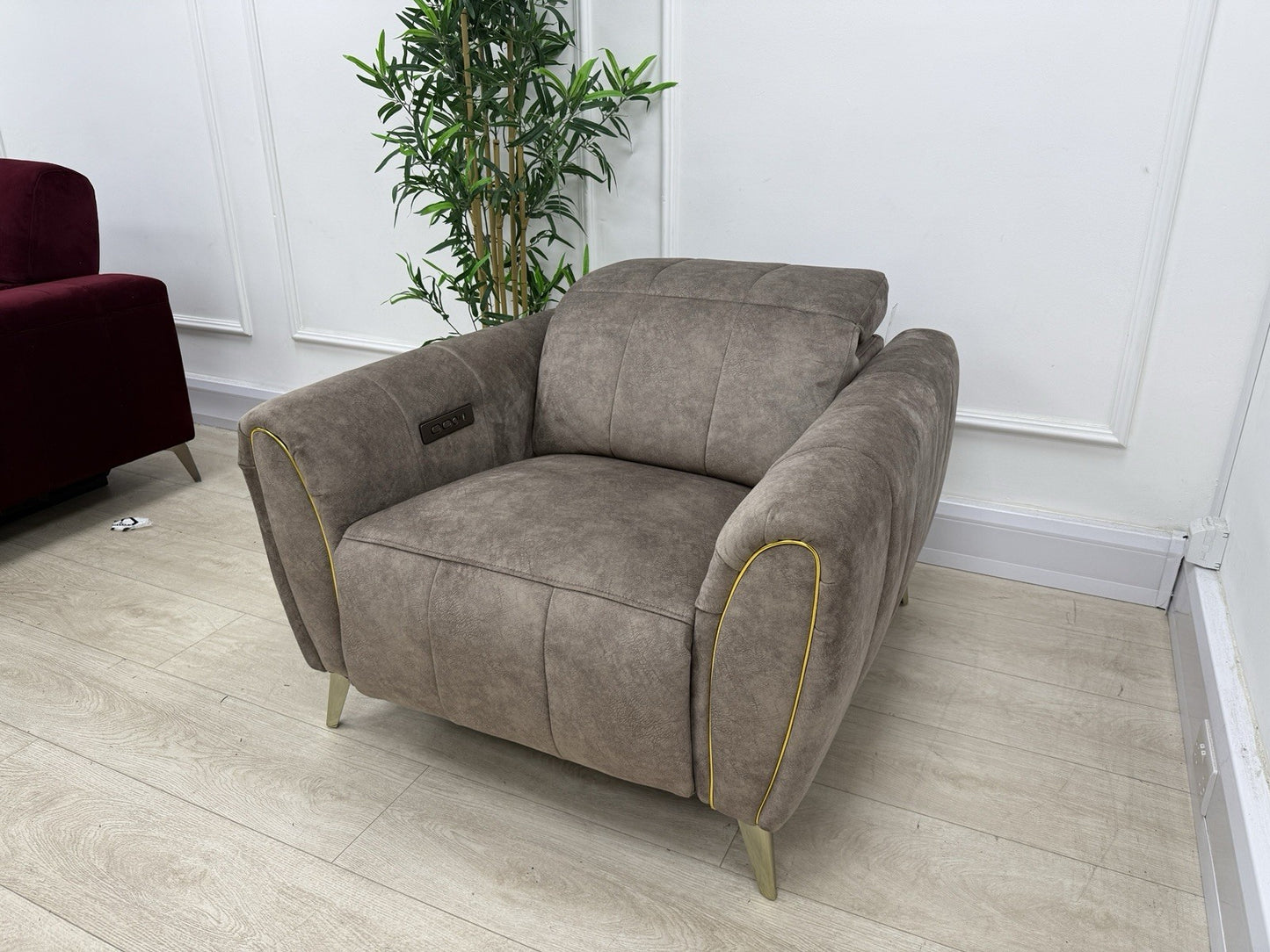 DFS Lidia Power Recliner Chair In Mayson Truffle Fabric