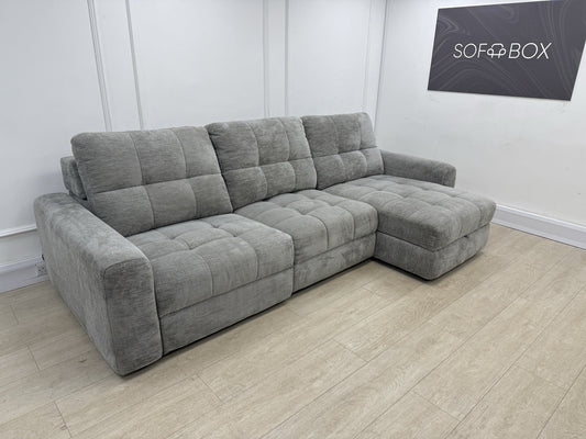 DFS Steller L Shape Power Slider Sofa In Mist Grey