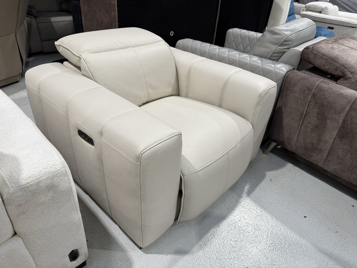 DFS Alivia Power Recliner Chair In Borelli Frost Leather