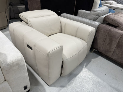 DFS Alivia Power Recliner Chair In Borelli Frost Leather