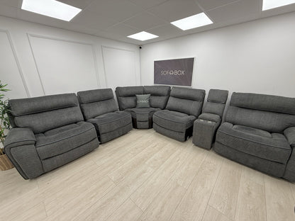 Harvey's Brooklyn 3 X Power Recliner Corner Sofa In Charcoal