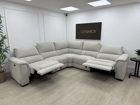 DFS Arwen 2 Corner 2 Power Recliner Corner Sofa In Oyster Fabric