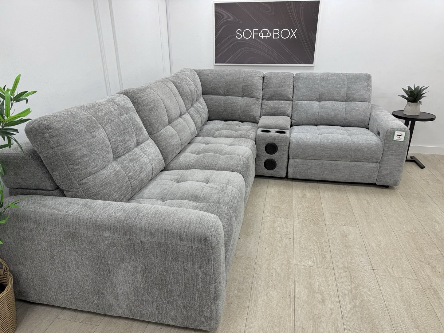 DFS Steller Power Recliner Corner Sofa In Mist Grey