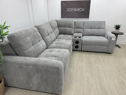 DFS Steller Power Recliner Corner Sofa In Mist Grey