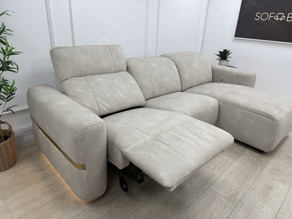 Sofology Lumiere Power Recliner 4 Seater Chaise Sofa In Lifestyle Flecked Ivory