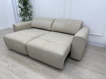 Sofology The Riviera 3 Seater Motion Chaise Recliner Sofa In Stone Leather
