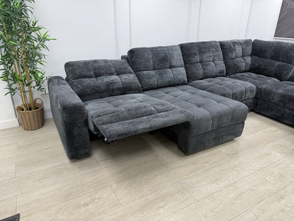 DFS Steller Power Recliner Chaise Corner Sofa In Nuova Black Fabric