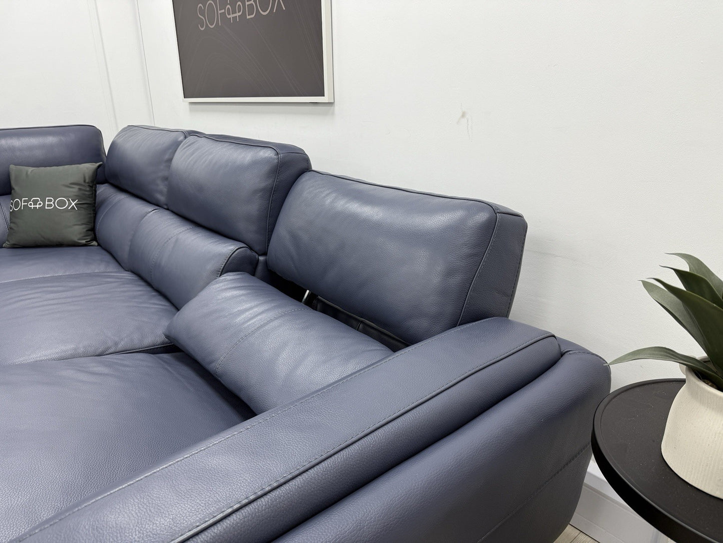 DFS San Antonio Power Recliner Corner Sofa Right Hand Facing In Blue Leather