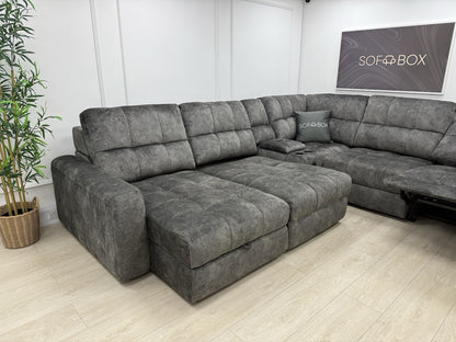 DFS Steller Corner Power Motion Chaise Sofa In Grey Mason Fabric