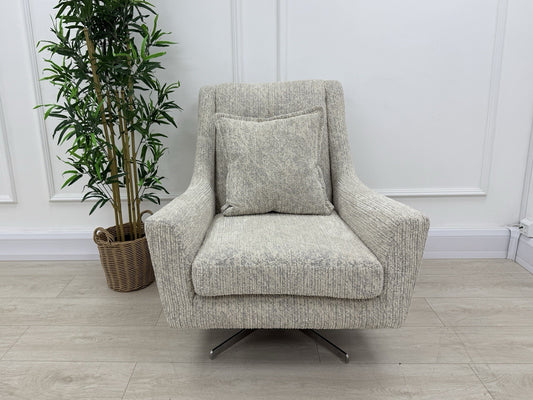 Sofology Bartello Fabric Accent Swivel Chair in Chunky Boucle Fabric