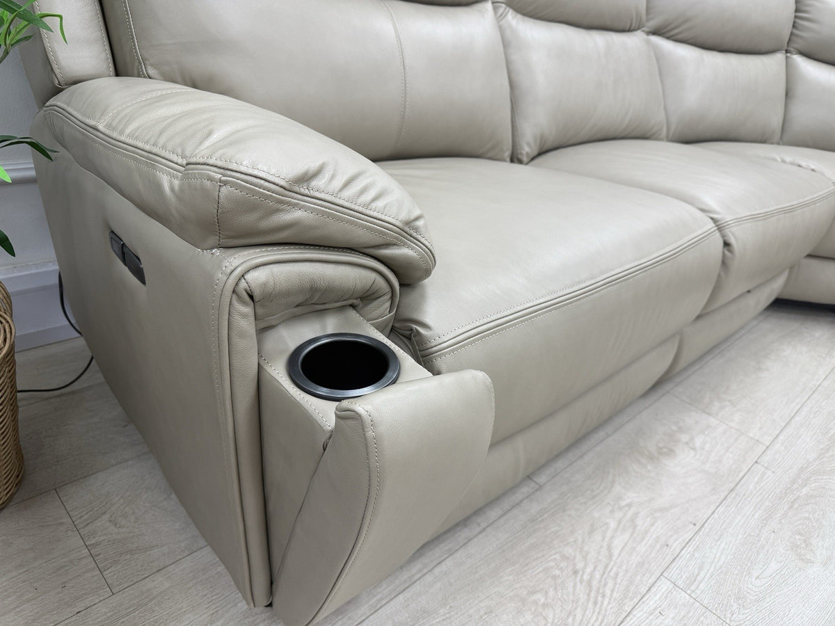 DFS Trek Power Recliner Corner Sofa In Taupe Leather