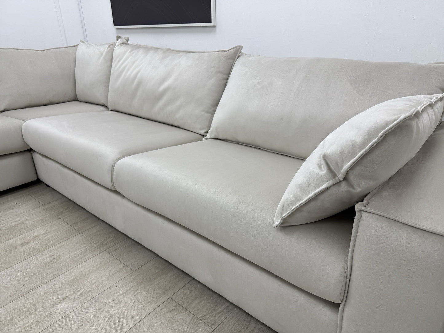 DFS Lovise Velvet XL Corner Sofa In Cream