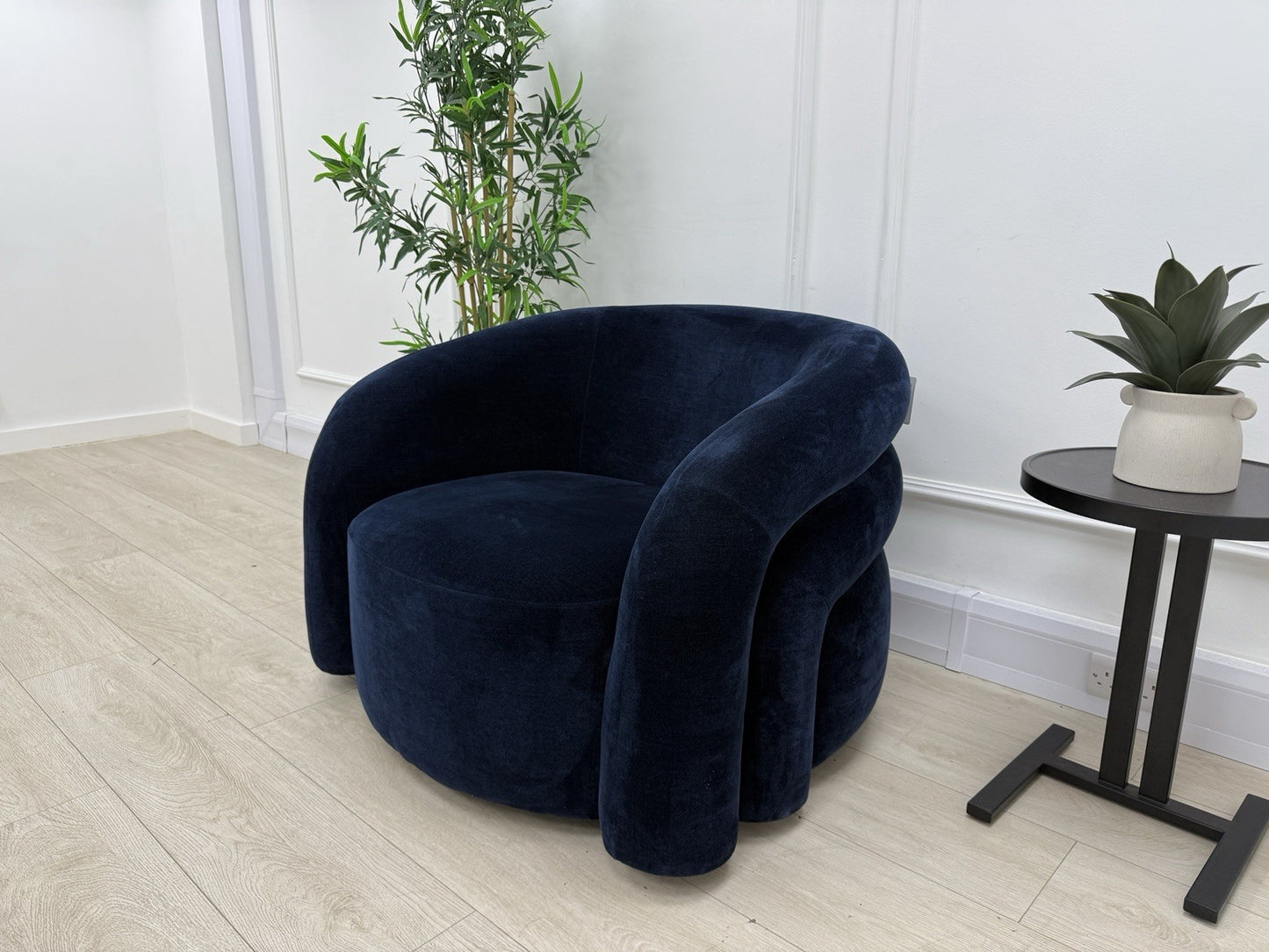 Sofology Dalston Fabric Swivel Chair In Navy